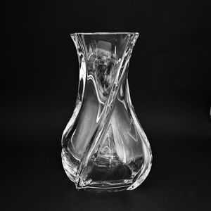Baccarat Crystal Clear 10" Serpentine Swirl Glass Vase Signed/Stamped France